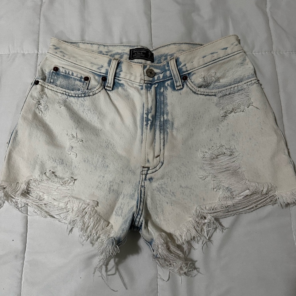 Abercrombie & Fitch Blue and Cream Denim Shorts